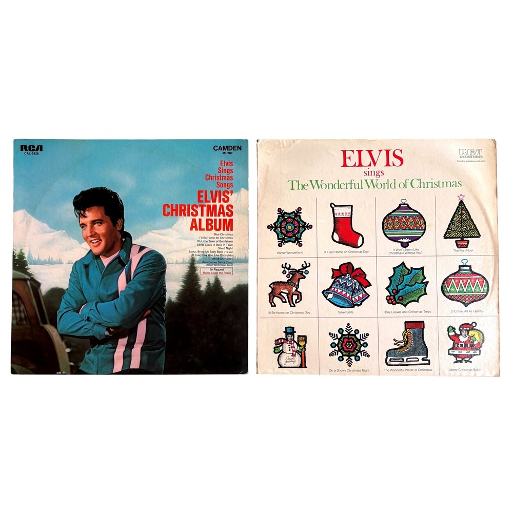 Elvis Presley Christmas Vinyl Record Lot 2 LP Wonderful World Christmas Album